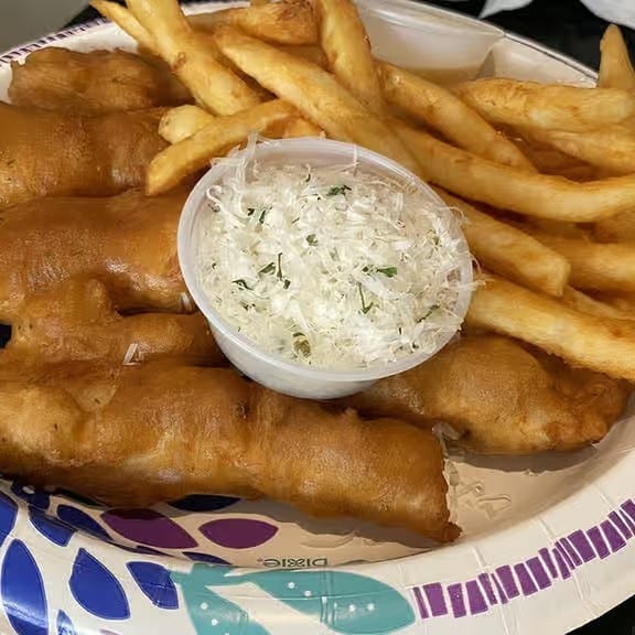 Chicken Strips with French Fries.