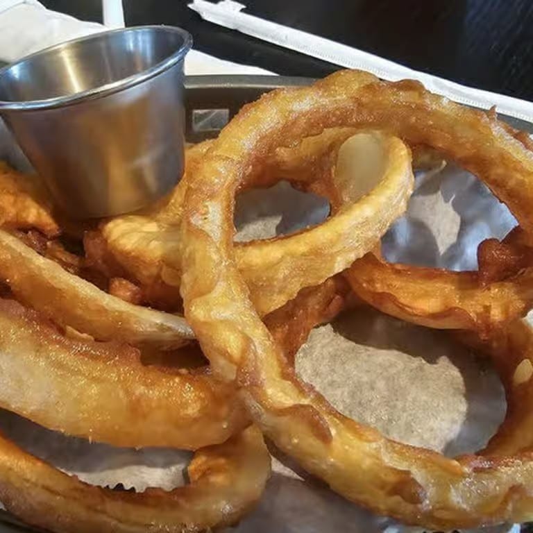 Hand Battered Onion Rings.